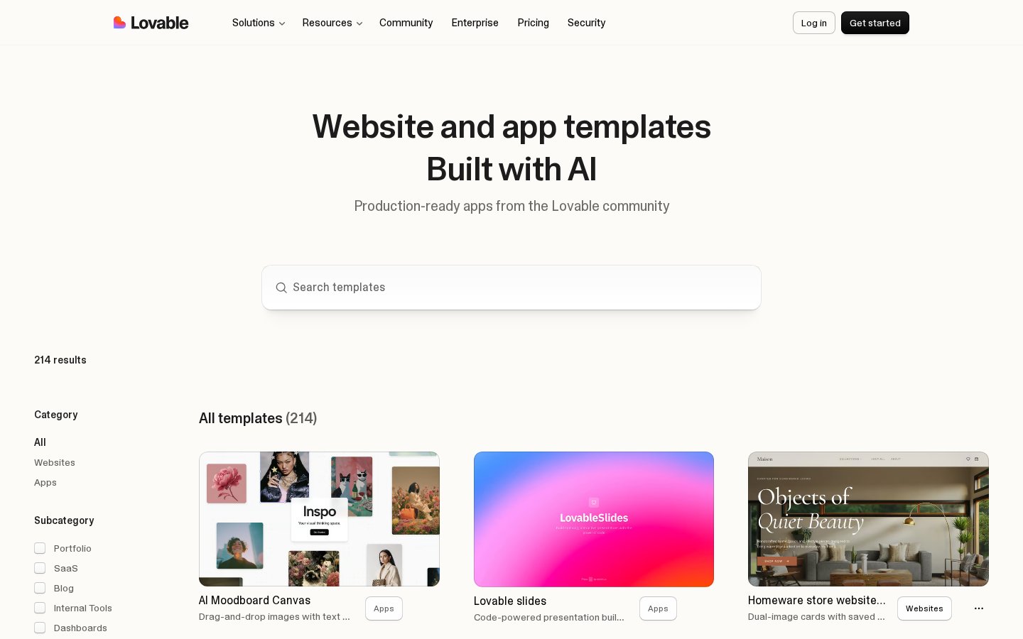 Lovable templates gallery