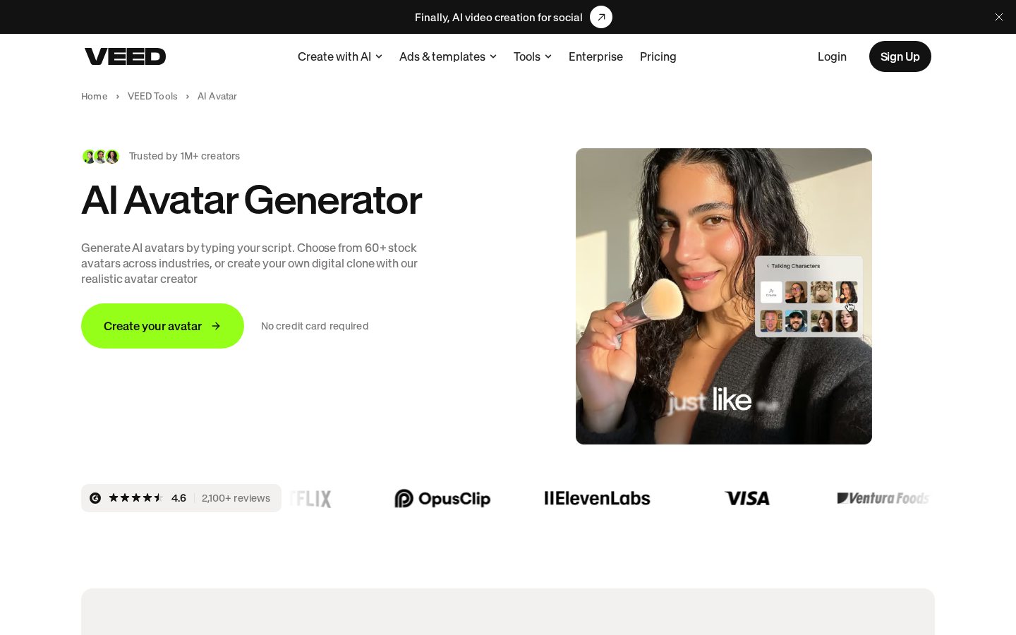 VEED AI Avatar generator