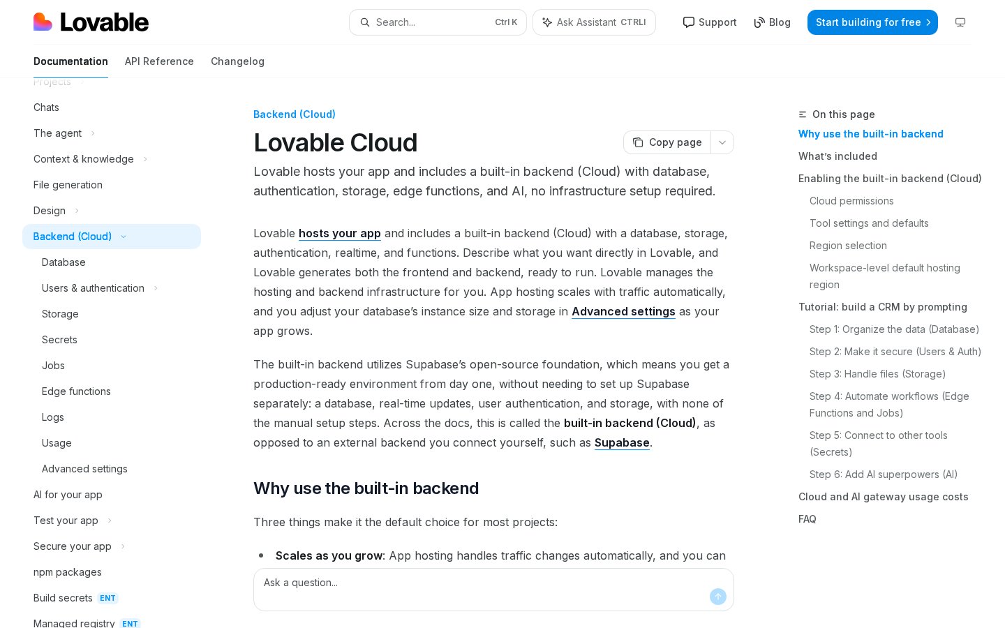 Lovable Cloud documentation