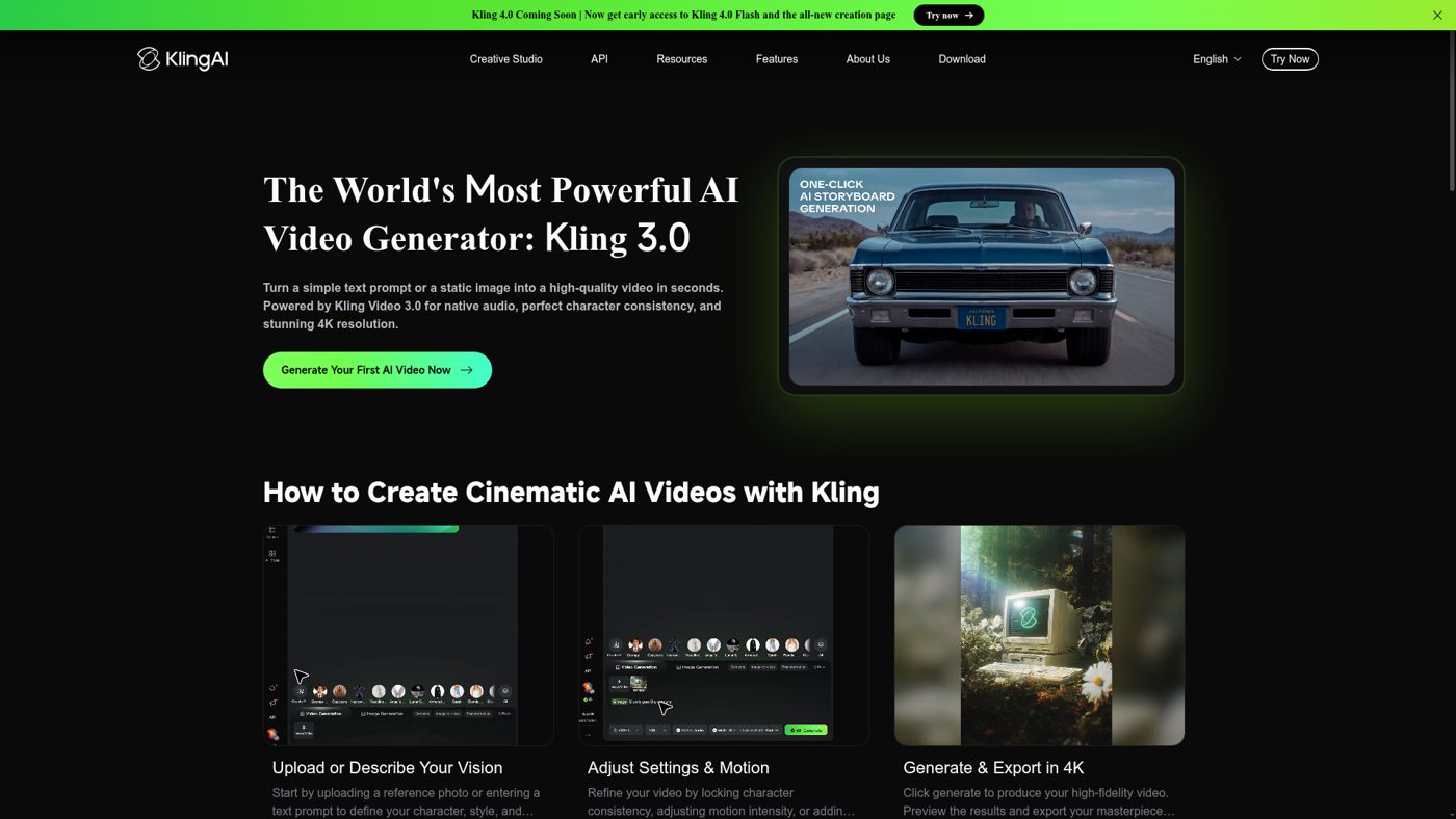 Kling AI — text-to-video generator powered by Kling 3.0