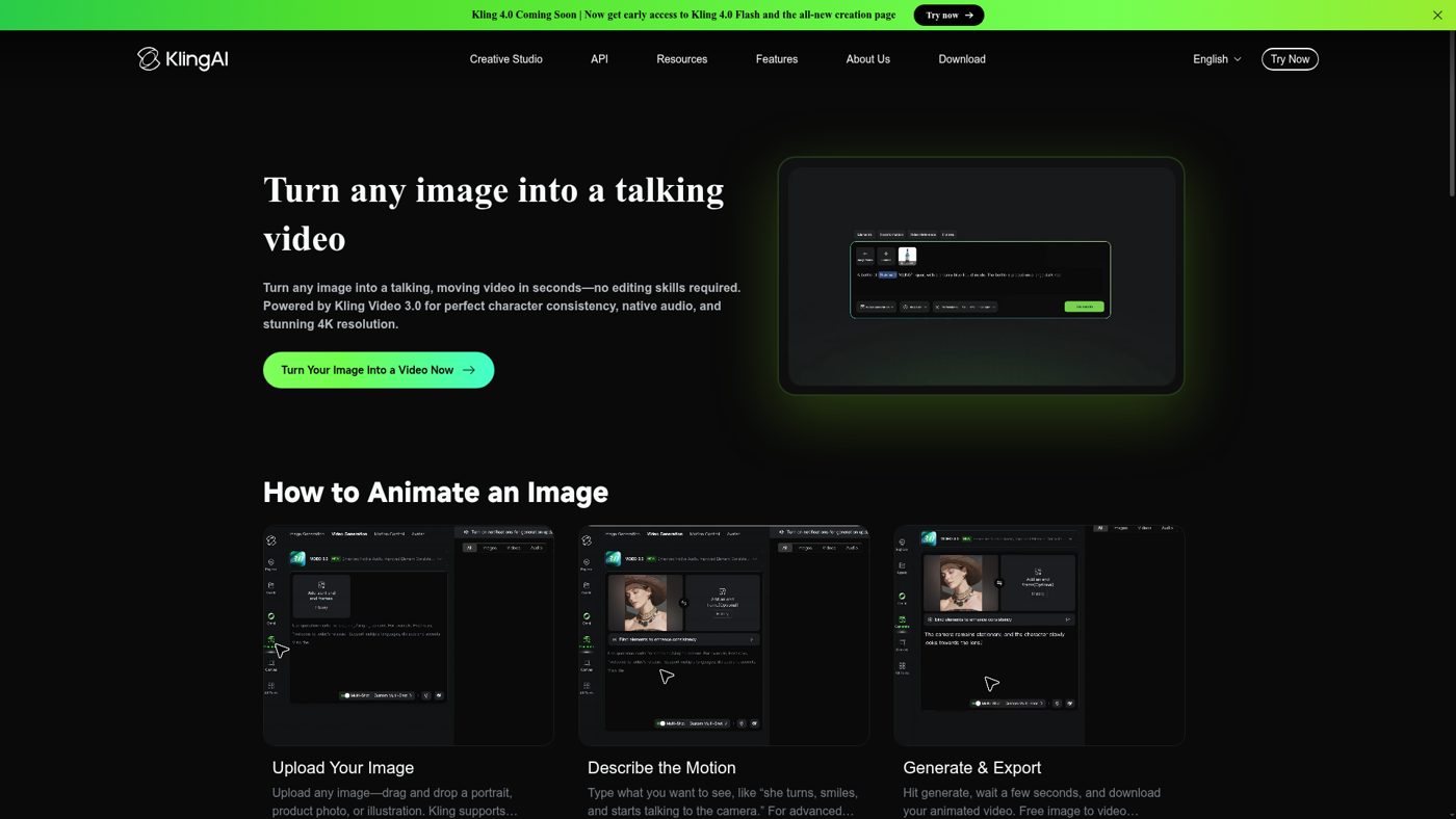 Kling AI — turn an image into a talking video