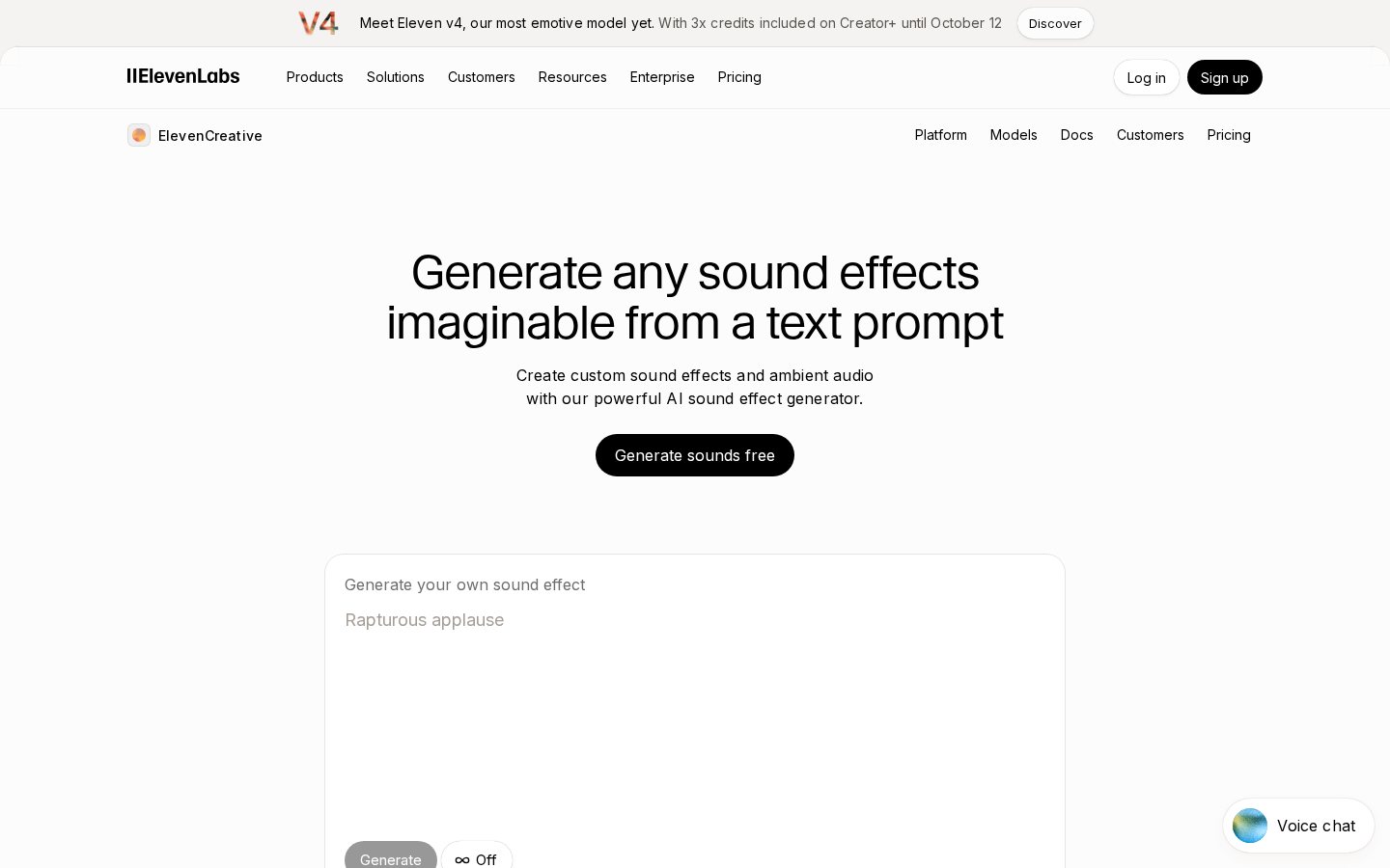 ElevenLabs sound effects generator