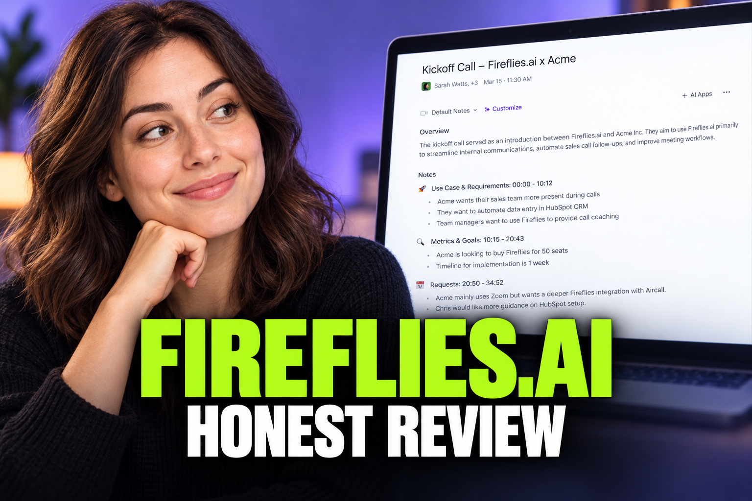 Fireflies.ai AI meeting summary with overview, notes and action items