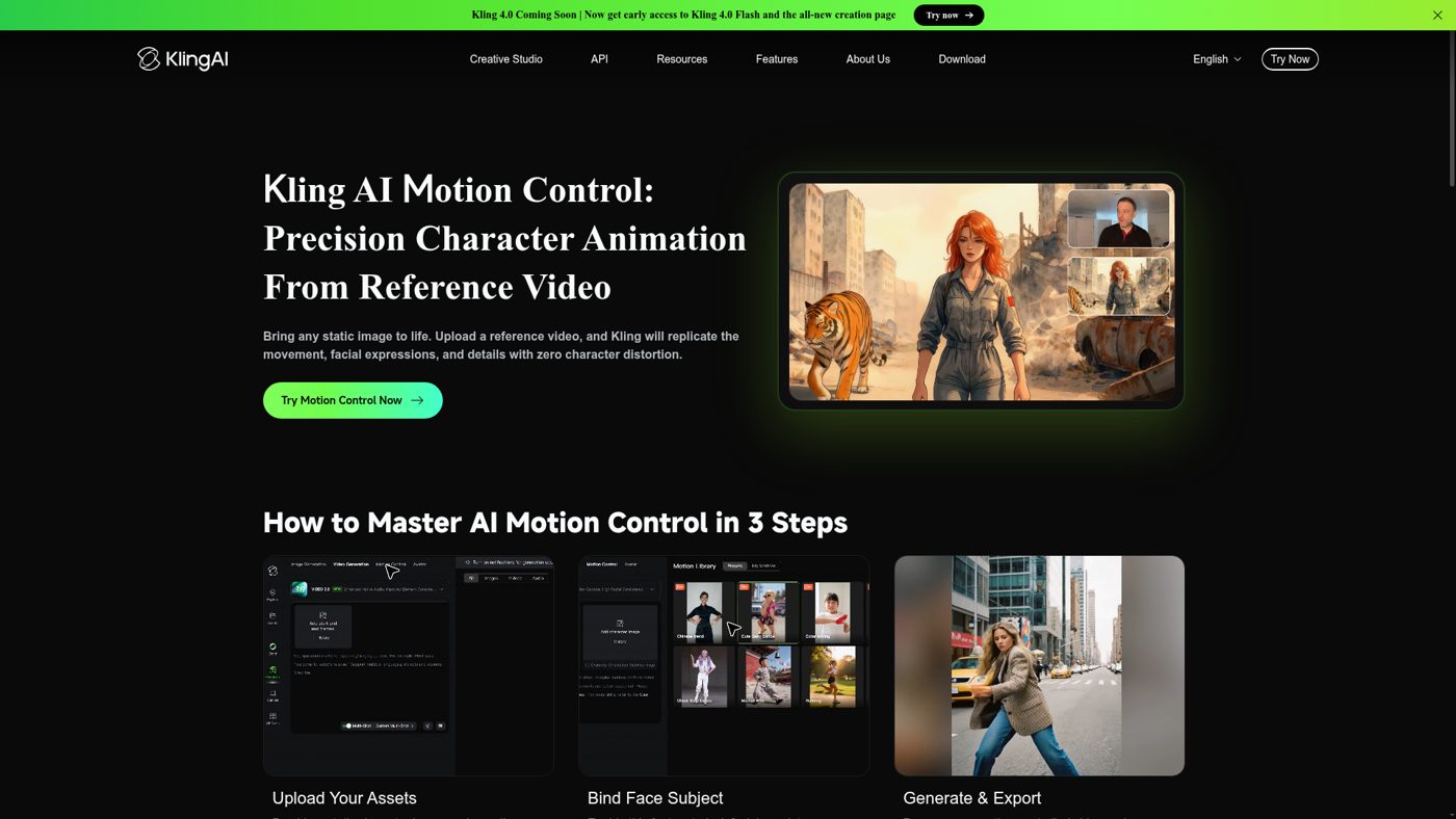 Kling AI — motion control from a reference video